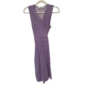 Sade New York Wrap Dress Size 0 Sleeveless Geometric Print Purple White Feminine